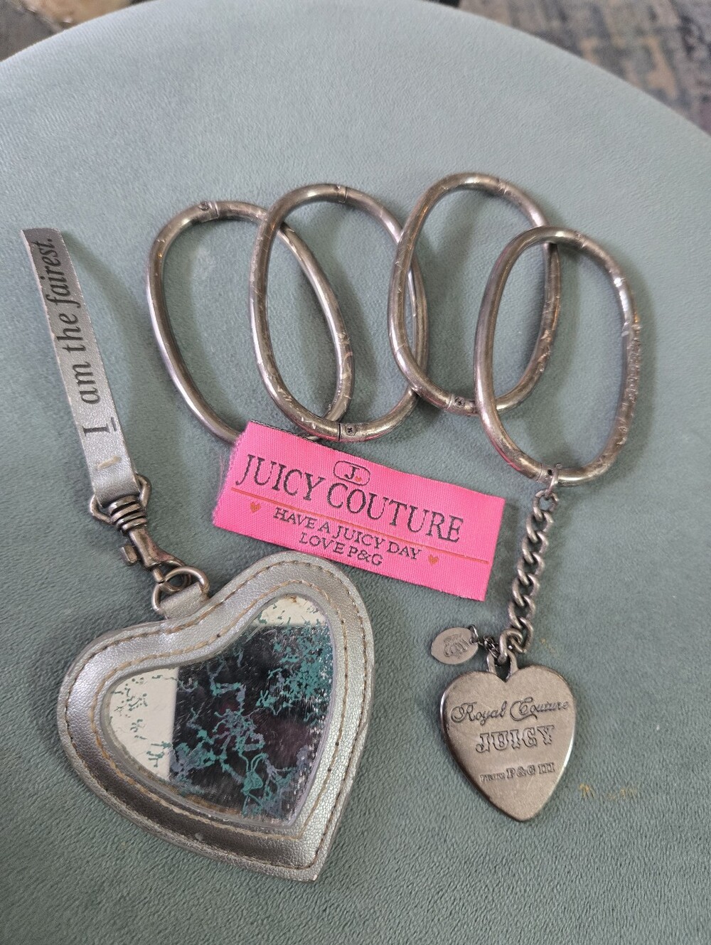 Vintage Juicy Couture Replacement Hardware Lot Silver Heart Mirror Charm Rings